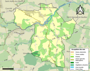 Barevná mapa znázorňující využití půdy.