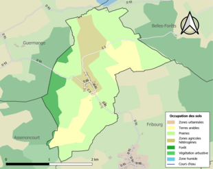 Barevná mapa znázorňující využití půdy.