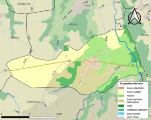 Kolorowa mapa przedstawiająca użytkowanie gruntów.