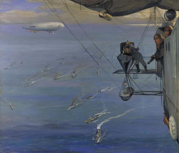 File:A Convoy, North Sea, 1918. From Ns 7- painted from an airship off the coast of Norway Art.IWMART1257.jpg