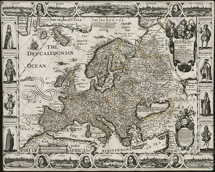 File:A new, plaine & exact map of Europe, described by N.I. Visscher and done into English, enlarged & corrected according to I. Blaeu, with the habits of the people, and manner of the cheife cities, 1658, the like never before (4231923734).jpg