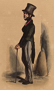 Un agent de « la rue de Jérusalem » (la préfecture de police), lithographie de Paul Gavarni, 1841.