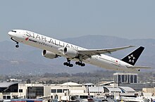 Air China B777-39LER (B-2032) departing Los Angeles International Airport.jpg