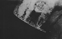 Akashi under attack on 30 March 1944 at Palau Akashi burning 1944.jpg