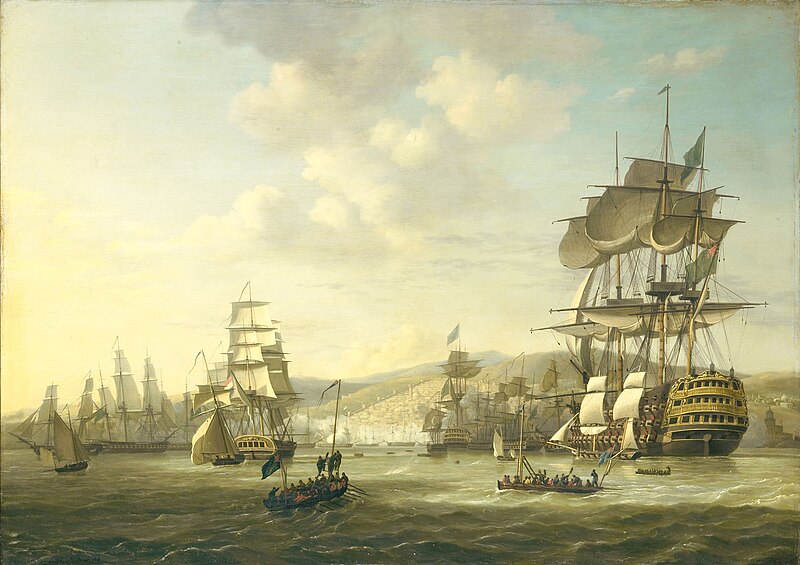 File:Anglo-Dutch fleet in the bay of Algiers as support for the ultimatum demanding the release of white slaves on august 26 1816 (Nicolaas Baur, 1818).jpg