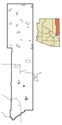 Apache County Incorporated and Unincorporated areas St. Johns highlighted.svg