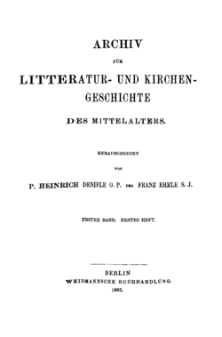 Archiv für Litteratur- und Kirchengeschichte des Mittelalters 1885 Titel.png
