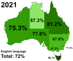 Australia 2021 English language spoken at home.png