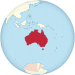 Australia on globe (Antarctic claims hatched) (Oceania centered).svg