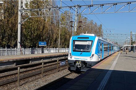 A CSR EMU on the Roca Line in Buenos Aires, using 25 kV AC.