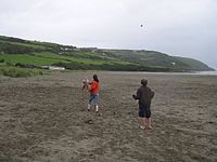 Looking towards the northern end of the beach Beach cricket on Poppit Sands, Pembrokeshire.jpg