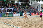 Deutsch: Beachhandball Europameisterschaften 2019 (Beach handball Euro); Tag 6: 7. Juli 2019 – Frauenfinale, Dänemark-Ungarn 2:0 (18:12, 23:22) English: Beach handball Euro; Day 6: 7 July 2019 – Women's Final – Denmark-Hungary 2:0 (18:12, 23:22)