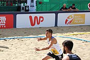 Deutsch: Beachhandball Europameisterschaften 2019 (Beach handball Euro); Tag 2: 3. Juli 2019 – Männer, Vorrunde Gruppe A, Spanien-Norwegen 1:2 (22:26, 28:22, 8:10) English: Beach handball Euro; Day 2: 3 July 2019 – Men Preliminary Round Group A - Spain-Norway 1:2 (22:26, 28:22, 8:10)