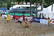 Deutsch: Beachhandball Europameisterschaften 2019 (Beach handball Euro); Tag 1: 2. Juli 2019 – Männer, Vorrunde Gruppe C, Italien-Nordmazedonien 2:1 (12:18, 22:13, 7:6) English: Beach handball Euro; Day 1: 2 July 2019 – Men Preliminary Round Group C – Italy-North Mecedonia 2:1 (12:18, 22:13, 7:6)