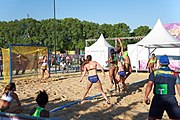 Deutsch: Beachhandball bei den Olympischen Jugendspielen 2018; Tag 3, 9. Oktober 2018; Mädchen, Vorrunde, Gruppe B - Venezuela-Niederlande 1:2 English: Beach handball at the 2018 Summer Youth Olympics at 9 October 2018 – Girls Preliminary Round Group B‎ – Venezuela-Netherlands 1:2