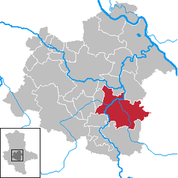 Läget för staden Bernburg (Saale) i Salzlandkreis