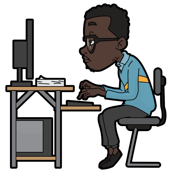 using the computer cartoon