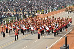 BSF band marching contingent during the 63rd Republic Day Parade