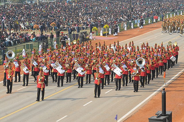 BSF band marching contingent during the 63rd Republic Day Parade.