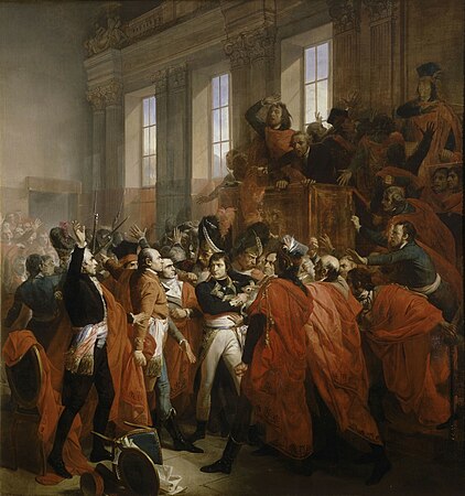 Napoleon Bonaparte in the Coup D'etat of 18 Brumaire in Saint-Cloud.