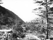 Brackett Wagon Road toll gate on White Pass trail, 1898