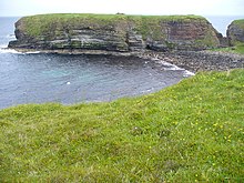 The Brough of Deerness - a Viking age ecclesiastical ruin here is associated with Thorkel Fosterer. Brough of Deerness from the West - geograph.org.uk - 491361.jpg