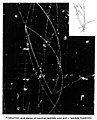 Bubble chamber event. Decay of neutral lambda, anti-lambda hyperons. Photograph circa July 1959. Bubble Chamber-772A - DPLA - 5141859e360581251906c073668c70de.jpg