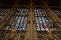 Cambridge - King's College Chapel 1446-1544 - Antechapel - View Up on Griffins & Stained Glass on North Wall III.jpg