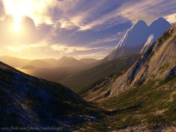 A computer-generated fractal landscape