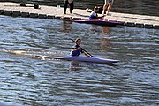 Deutsch: Kanusport bei den Olympischen Jugendspielen 2018; Tag 10, 16. Oktober 2018; Jungen Einer-Kajak-Slalom – Aufwärmen vor den Finalrennen) English: Canoeing at the 2018 Summer Youth Olympics at 16 October 2018 – Boys' K1 slalom – Warm up before the final races