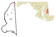 Caroline County Maryland Incorporated and Unincorporated areas Marydel Highlighted.svg