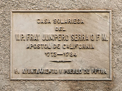 Casa natal de Fray Junípero Serra Memorial plate Petra, Mallorca