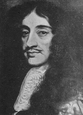 Черно-белая картина с изображением Карла II Англии.