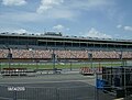 Looking toward the finish line at Charlotte Motor Speedway from Victory lane