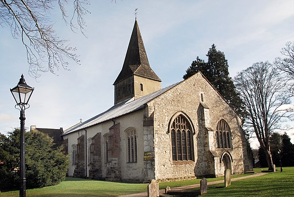 Church of St Lawrence. During the battle, many Parliamentary troops forced their way in through the west door (right), now walled up.