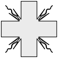 Sugaras kereszt (fr: croix rayonnante, en: cross rayonnant, de: Kreuz mit Winkelstrahlen, es: cruz radiante, it: croce radianta, nl: stralenkruis)