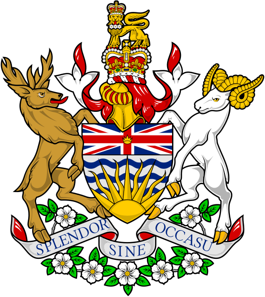 Mynd:Coat of arms of British Columbia.svg