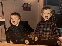 My twin Colin (right) and I being goons as kids, circa 1999.