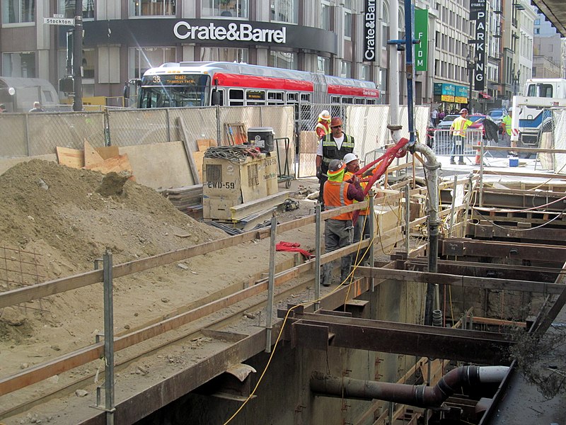 File:Concrete pour for Union Square station emergency exit, September 2017.JPG