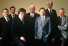 Harry Garland with the officers and directors of Cromemco in 1984. From left to right: Andy Procassini, Mike Ramelot, Roger Melen, Chuck Bush, Harry Garland, Glenn Penisten, John G. Linvill. Cromemco Officers and Directors 1984.jpg