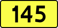 English: Sign of DW 145 with oficial font Drogowskaz and adequate dimensions.