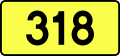 English: Sign of DW 318 with oficial font Drogowskaz and adequate dimensions.