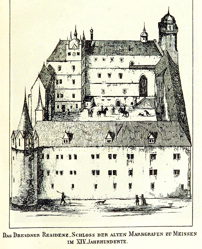 Das Dresdner Residenz Schloss der alten Markgrafen zu Meissen im XIV.Jahrhunderte.