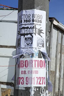 Typical flyer advertising found around the major cities of South Africa Doctor Bobo Witch Doctor and Abortion Flyer In Joe Slovo Park, Cape Town, South Africa.jpg