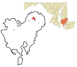 Dorchester County Maryland Incorporated and Unincorporated areas Hurlock Highlighted.svg