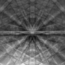 Kikuchi lines in an electron backscatter diffraction pattern of monocrystalline silicon, taken at 20 kV with a field-emission electron source EBSD Si.png