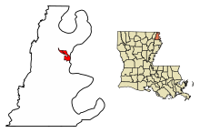 Parroquia de East Carroll Louisiana Áreas incorporadas y no incorporadas Lake Providence Highlights.svg