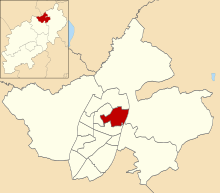 Location of East ward East ward in Corby 2007.svg