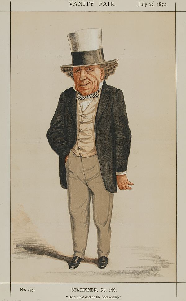 "He did not decline the Speakership" Pleydell-Bouverie as caricatured in Vanity Fair, July 1872