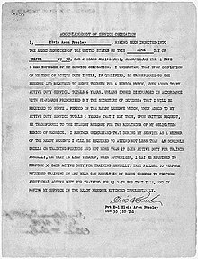 Documento que acredita el alistamiento de Presley en el ejército estadounidense, en marzo de 1958.